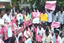 BRS student wing protest BJP office Telangana Surya remarks