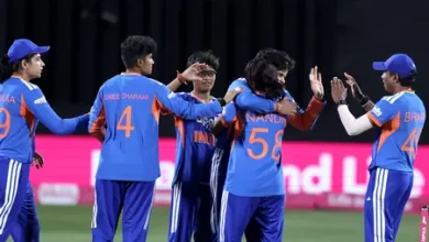 Nandni Sharma celebrates during 1st Women T20I between India Women and England Women