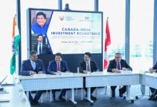 Piyush Goyal discussing Indian financial sector reforms with Canadian investors