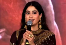 Janhvi Kapoor and Ram Charan during the Peddi promotional event