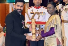 Rohit Sharma receives prestigious Padma Shri Award from President Droupadi Murmu