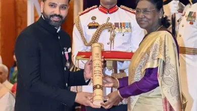 Rohit Sharma receives prestigious Padma Shri Award from President Droupadi Murmu
