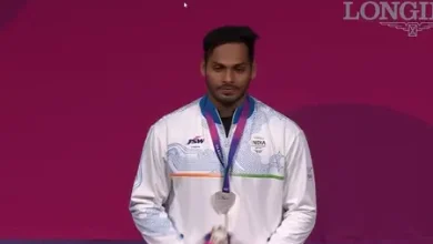Ajaya Babu Commonwealth Games silver medal winner during the men's 79kg weightlifting event in Glasgow 2026