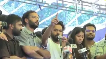 Supporters celebrate Dharmendra Pradhan resignation during the CJP-led student protest.