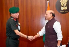 General Dhiraj Seth meets Defence Minister Rajnath Singh after taking charge as Army Chief