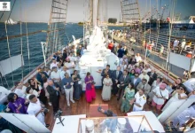 INS Sudarshini SAIL Boston 250 showcasing India's maritime heritage during the Parade of Sails in Boston