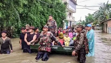 Indian Army carrying out rescue operations during the Assam Flood under Operation Jal Rahat.