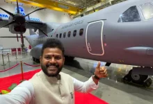 Rammohan Naidu at the Tata Advanced Systems facility promoting Made in India civil aircraft and the Airbus C-295 programme.