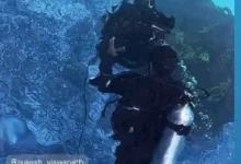 Mysaa underwater sequence featuring Rashmika Mandanna during the film's action shoot