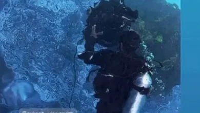 Mysaa underwater sequence featuring Rashmika Mandanna during the film's action shoot
