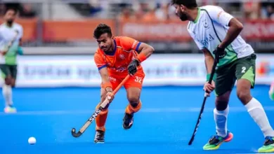 India vs Pakistan Hockey World Cup 2026 match as Harmanpreet Singh celebrates for India