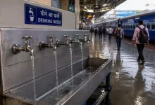 Indian Railways drinking water cleanliness drive at a railway station