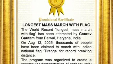 Tiranga March World Record with massive Indian national flag display