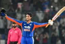 Abhishek Sharma celebrates his record century in India vs Afghanistan 3rd T20I