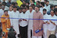 Telangana CM Revanth Reddy with Asaduddin Owaisi at Hyderabad Old City flyover inauguration