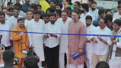 Telangana CM Revanth Reddy with Asaduddin Owaisi at Hyderabad Old City flyover inauguration