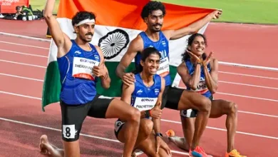 Vithya Ramraj Asian Games 2026 mixed 4x400m relay silver medal celebration