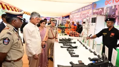 Chandrababu Naidu speaks about law and order, investment and development at the Andhra Pradesh Police Commemoration Day event in Mangalagiri.