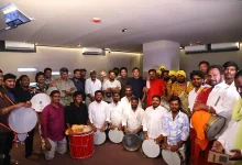 Devi Sri Prasad records the Yellamma title song with 100 traditional folk rhythm artistes.