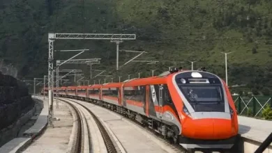 Vande Bharat Express crossing Chenab Bridge at 100 kmph on Katra-Banihal section