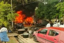 Rayachoti vehicle arson near YSRCP office amid reports of Mithun Reddy convoy attack in Andhra Pradesh