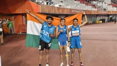 Simran Sharma wins gold and Tejalben Damor takes bronze in the women’s 200m T12 at the Asian Para Games 2026.